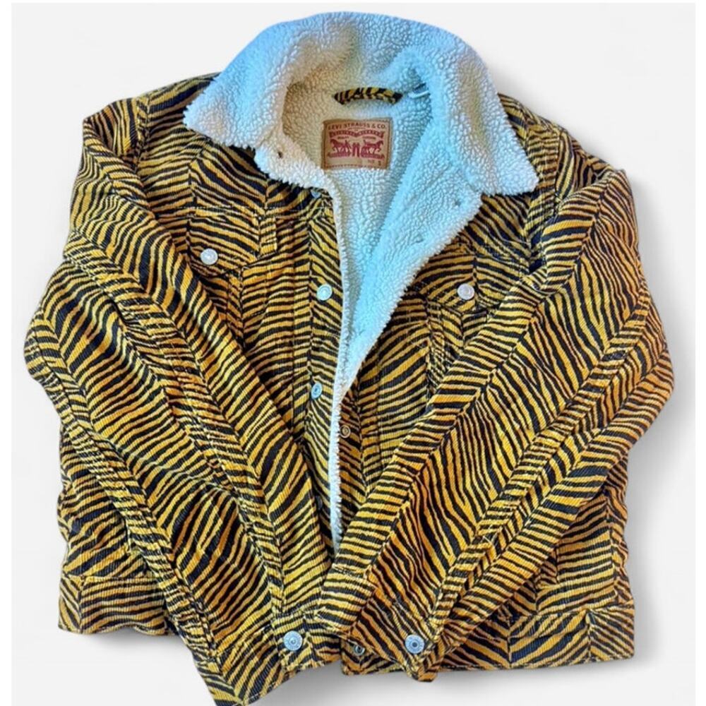 Levi Strauss & Co. Corduroy Sherpa Lined Tiger Stripe Trucker Jacket